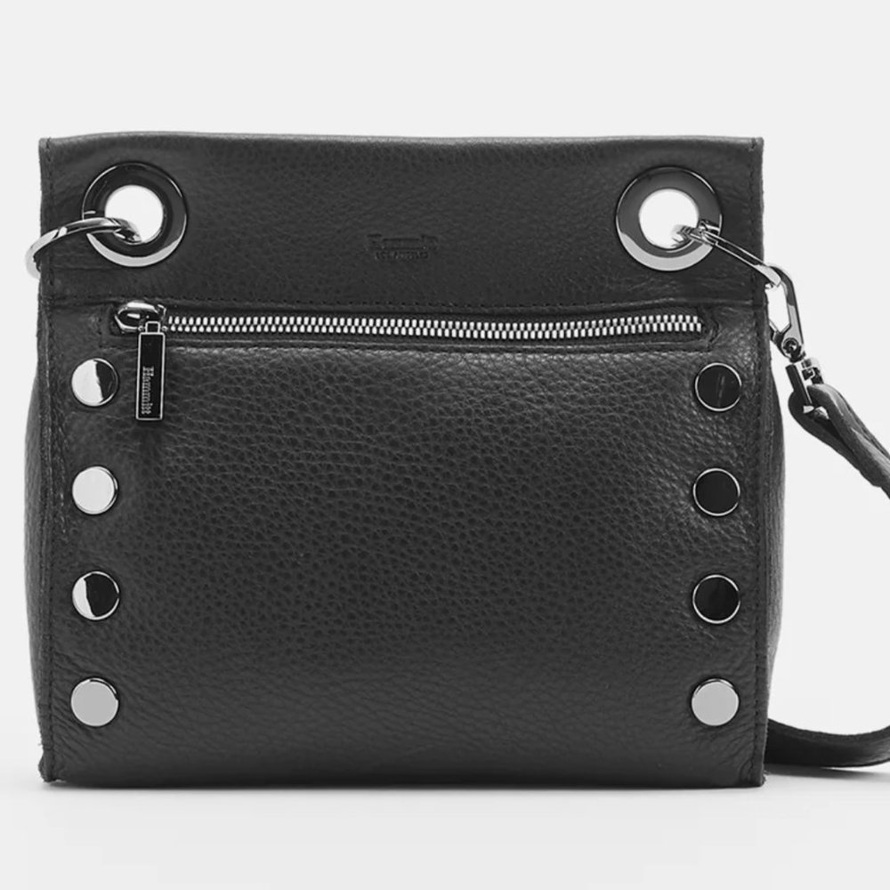 Hammit Tony Small Leather Crossbody Bag Gunmetal black NEW extra strap gold